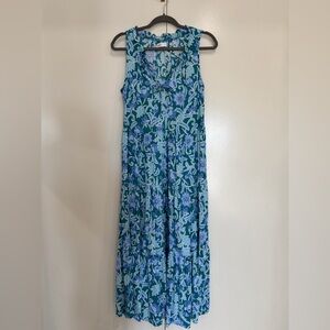 Croft & Barrow Green, Blue, & White  Floral Sleeveless Maxi Dress
